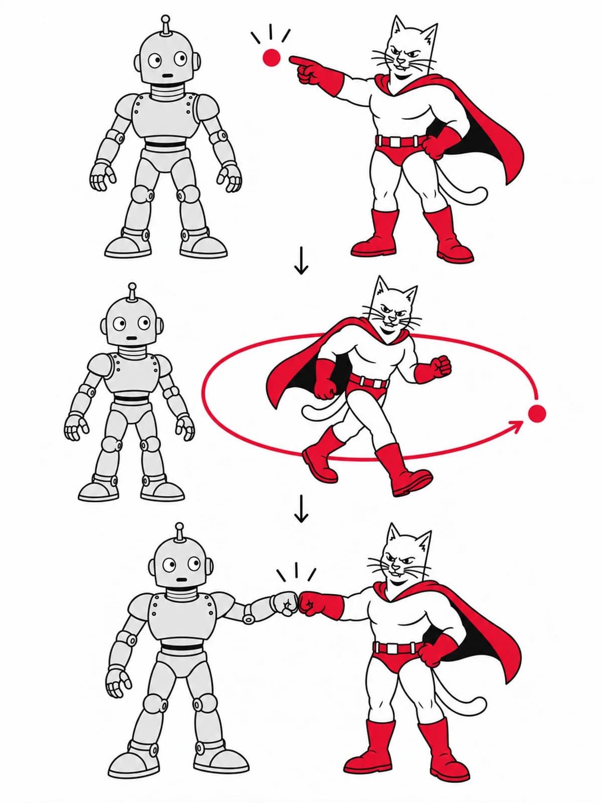 A sequence showing a single task, recurring work and an ongoing partnership.