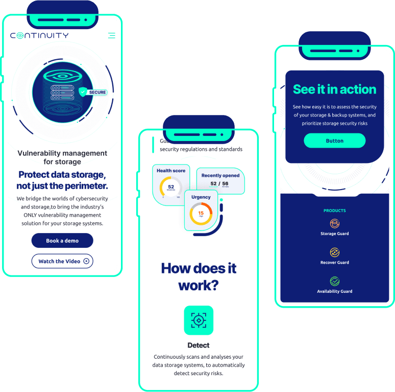 Continuity mobile UI screens