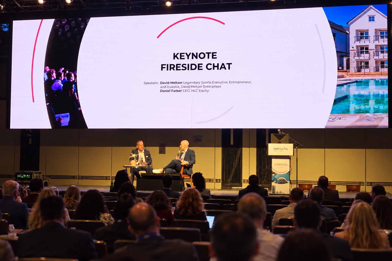 The PropTech360 fireside chat viewed from the seated audience.