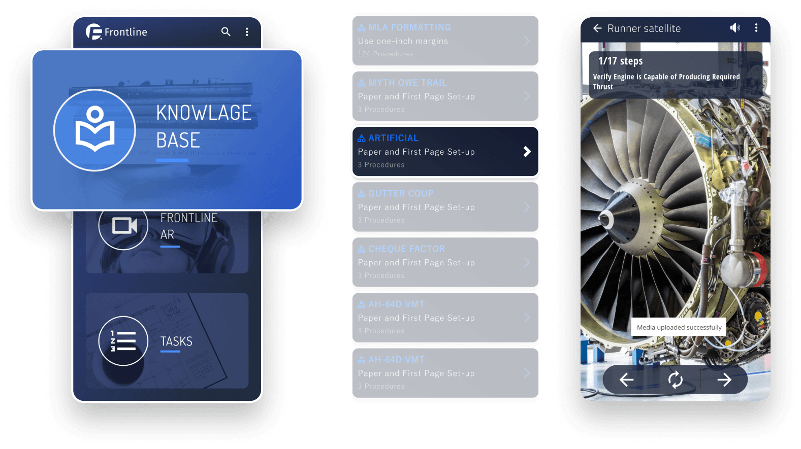Frontline mobile: knowledge base, procedures and AR step guidance