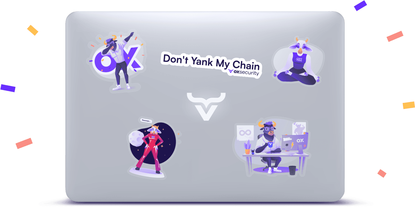 Closing shot - OX Security stickers applied to a laptop: Don't Yank My Chain.