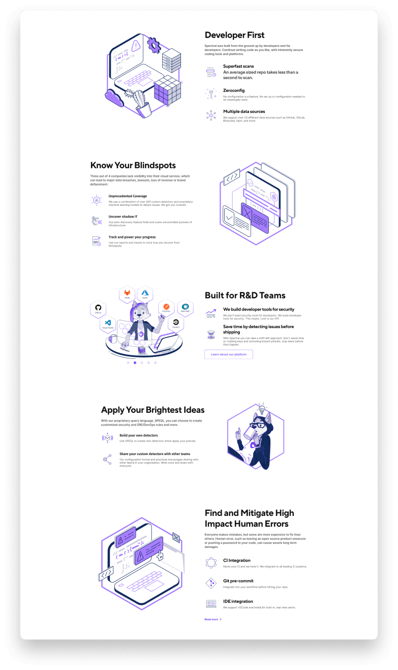 Spectral website illustration panel - long-form layout with custom artwork.