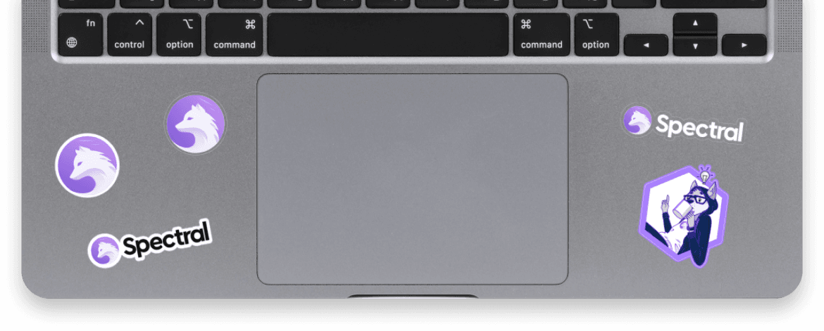 Closing shot - the Spectral wolf stickers applied to a laptop.