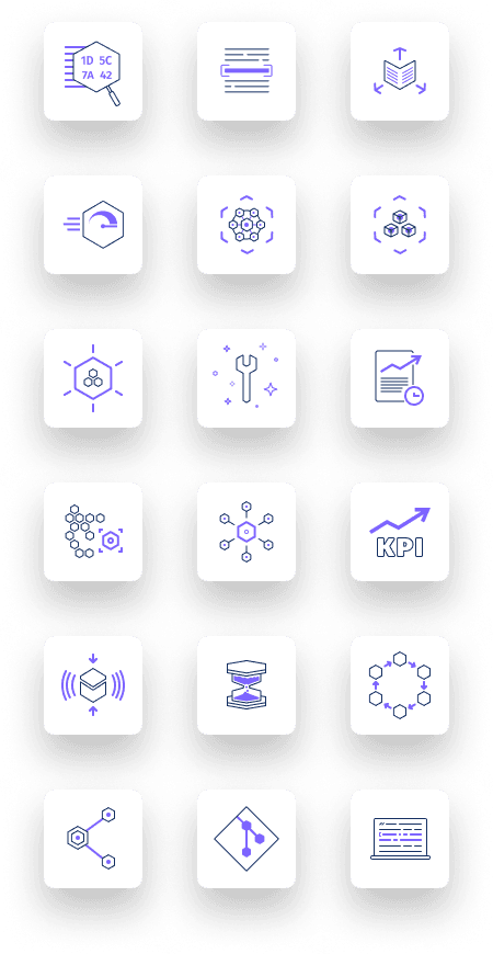 Spectral icon set - a grid of simple line icons on white cards.