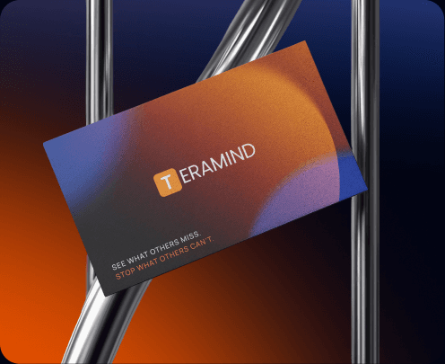 Teramind business card - gradient dark design.