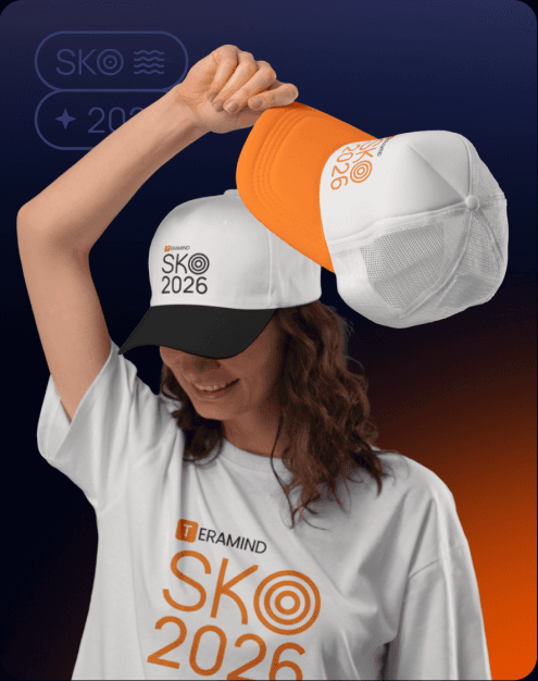 SKO 2026 merchandise - branded caps and t-shirt.